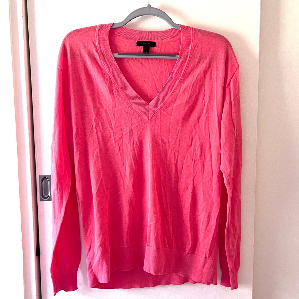J Crew Ultralight  Pink V-Neck Summer Sweater